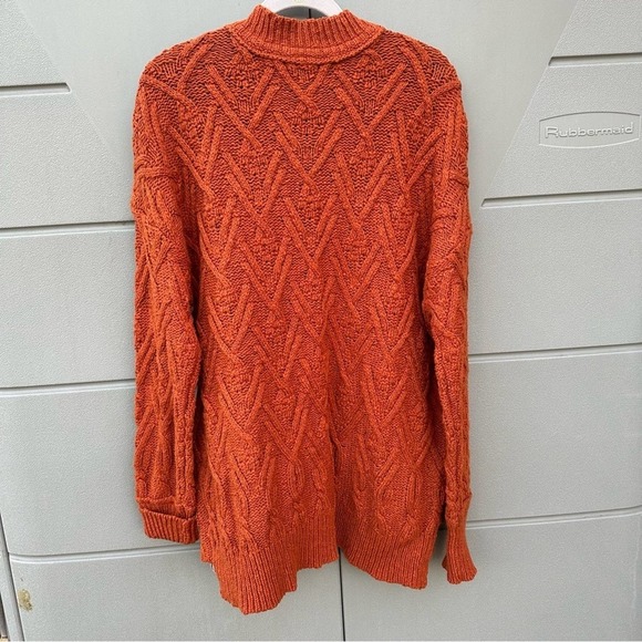 Free People Montana Cable Knit button front w/ pockets burnt orange Cardigan szS - Picture 10 of 14